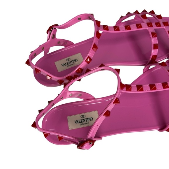 Valentino Garavani Pink Rockstud Cage Flat Jelly Sandals size 41/ US 10.5 - Picture 11 of 11